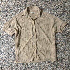 Max Studio Sheer Sage Green Textured Button Down Blouse Size Small